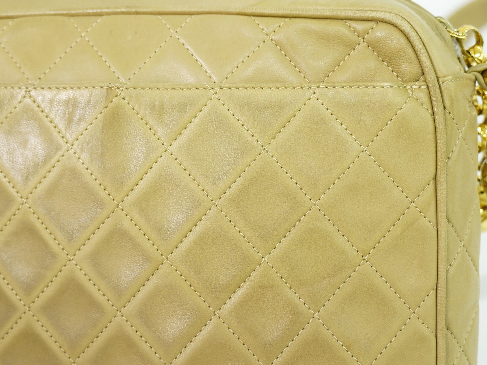 Chanel Vintage Camera bag Quilted Lambskin, BEIGE, LEATHER, Crossbody bag