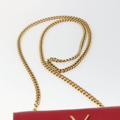 Saint Laurent Classic Monogram Crossbody Bag Grainy Leather, RED, LEATHER, Clutche & pouche