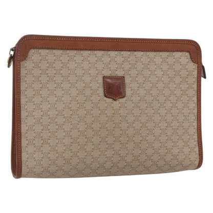Celine Macadam Pochette Canvas and Leather, BEIGE, CANVAS, Clutche & pouche