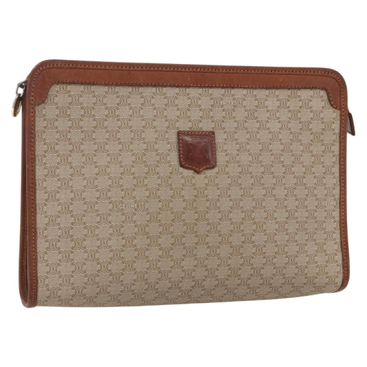 Celine Macadam Pochette Canvas and Leather, BEIGE, CANVAS, Clutche & pouche