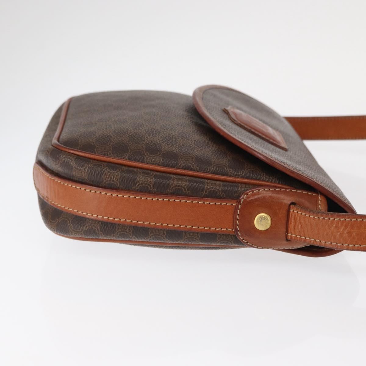 Celine Vintage Macadam Shoulder Bag Canvas and Leather, BROWN, CANVAS, Shoulder bag