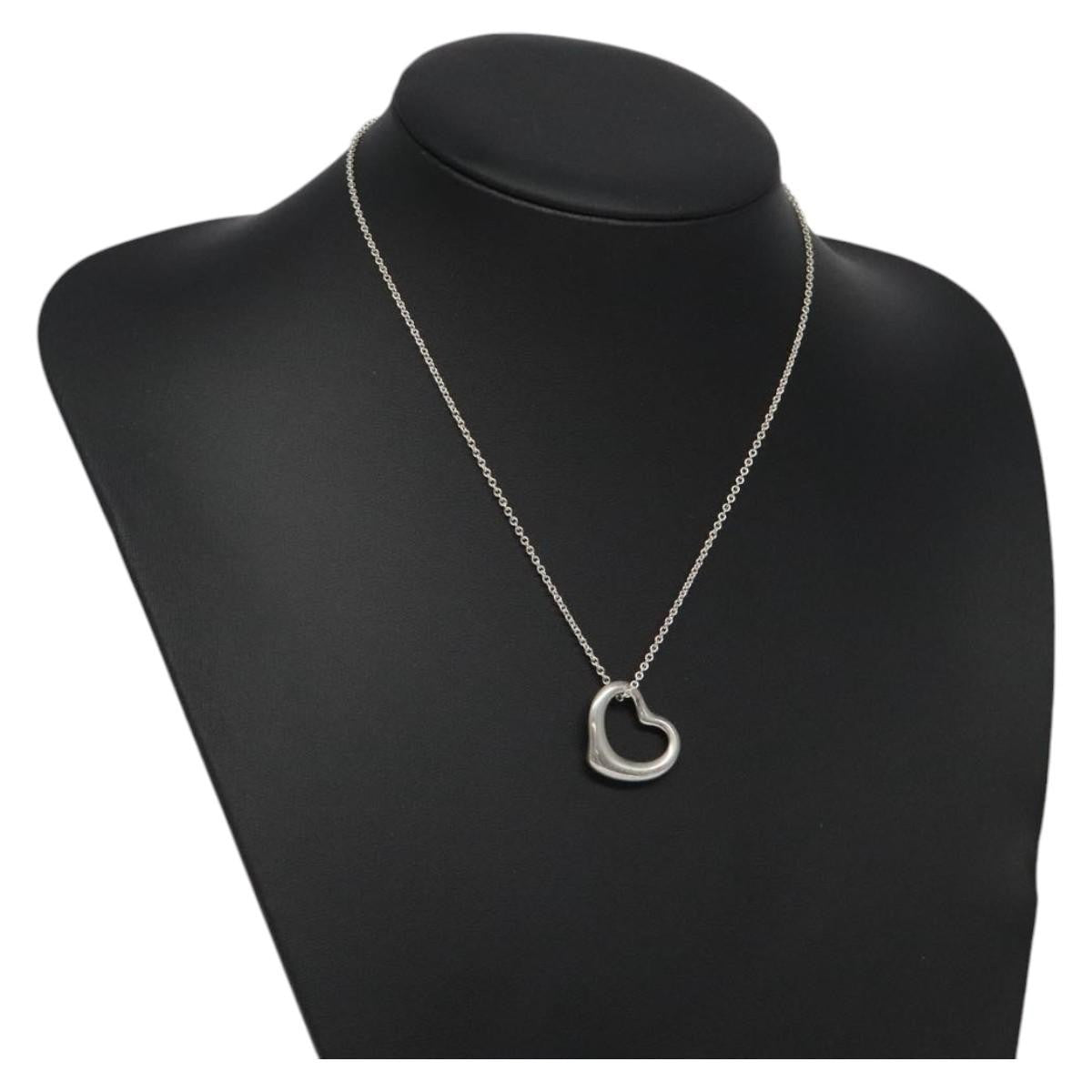 Tiffany & Co. Elsa Peretti Open Heart Pendant Necklace Sterling Silver, SILVER, SILVER, Necklace