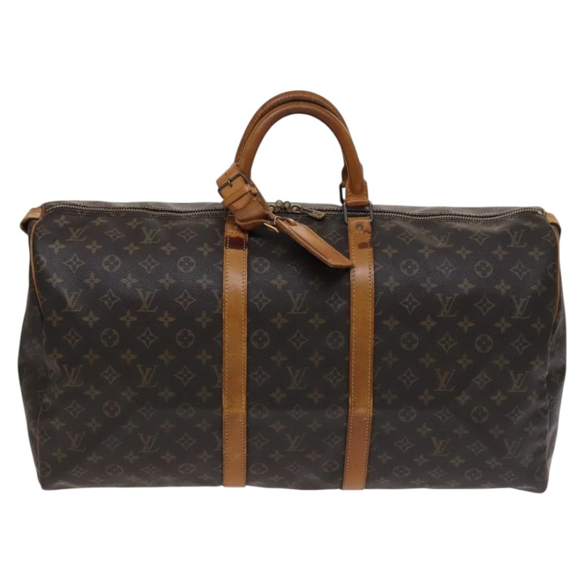 Louis Vuitton Keepall Bag Monogram Canvas, BROWN, CANVAS, Travel bag