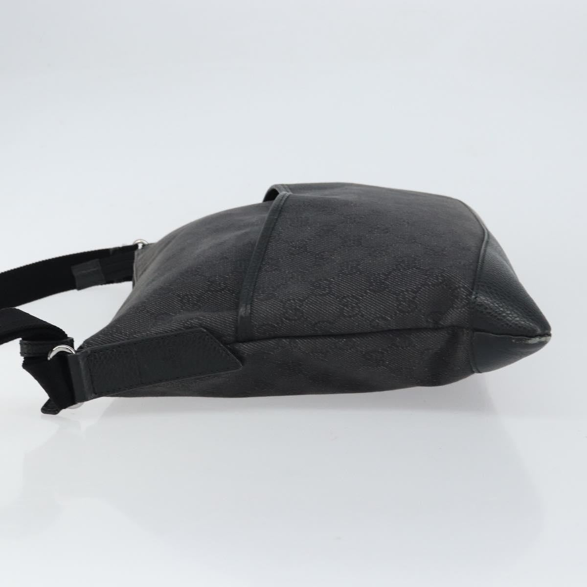 Gucci Zip Messenger Bag GG Denim, BLACK, CANVAS, Shoulder bag
