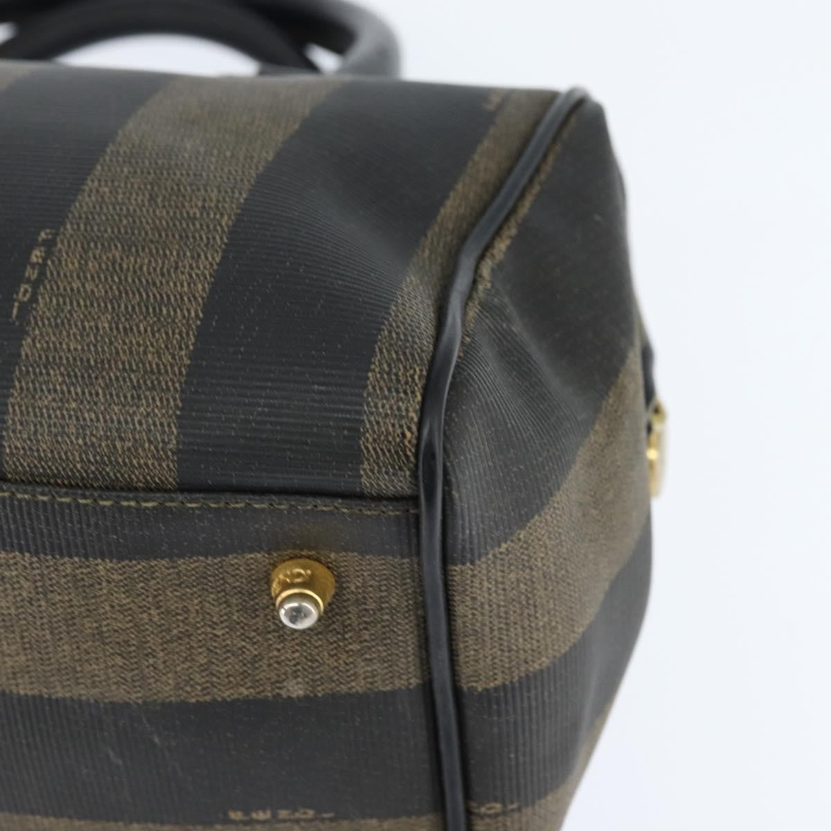 Fendi Vintage Pequin Boston Bag Coated Canvas, BROWN, CANVAS, Handbag