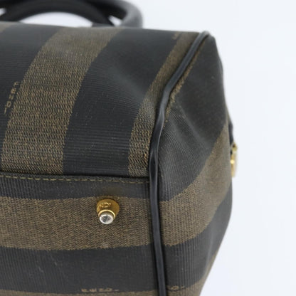 Fendi Vintage Pequin Boston Bag Coated Canvas, BROWN, CANVAS, Handbag