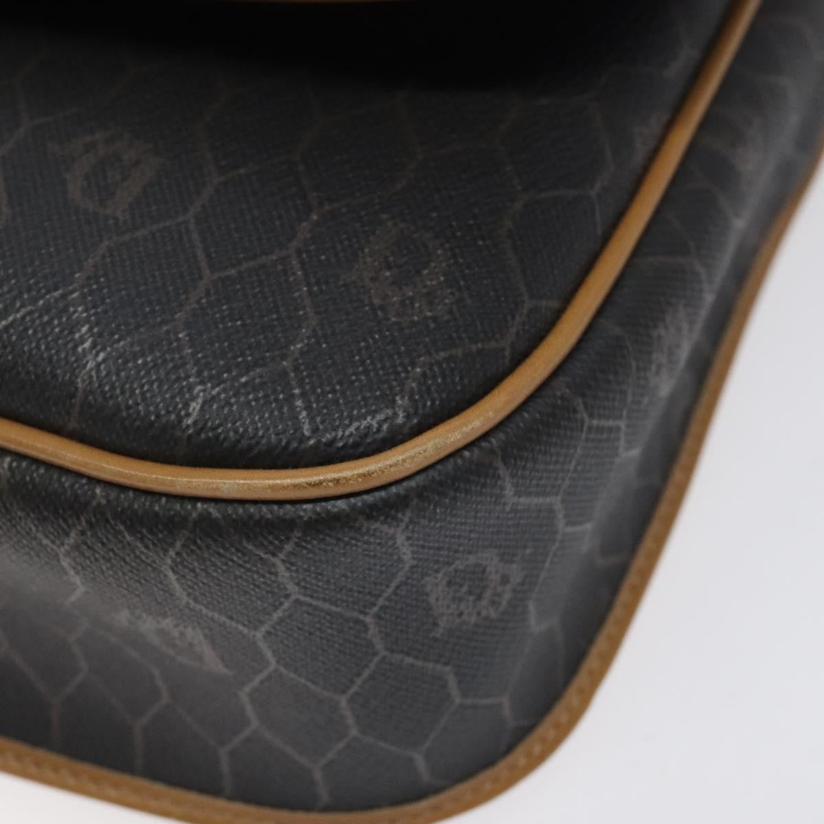 Christian Dior Vintage Honeycomb Flap Crossbody Bag Coated Canvas, GRAY, CANVAS, Crossbody bag