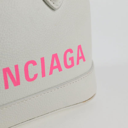 Balenciaga Logo Ville Bag Leather, WHITE, LEATHER, Handbag
