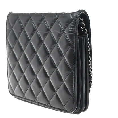 Chanel So Black Reissue 2.55 Wallet on Chain Quilted Aged Calfskin, BLACK, LEATHER, Shoulder bag