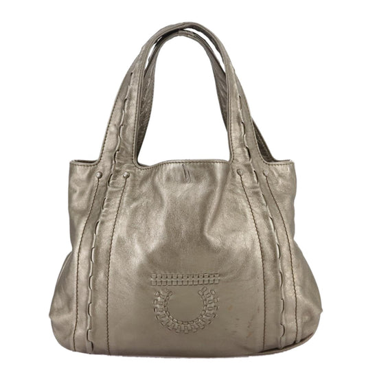 Salvatore Ferragamo Gancini handbag Leather, GOLD, LEATHER, Handbag