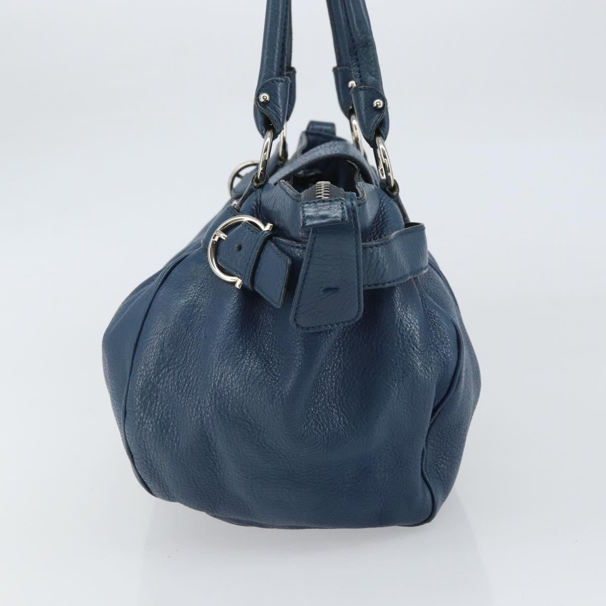 Salvatore Ferragamo Gancini handbag Leather, BLUE, LEATHER, Handbag