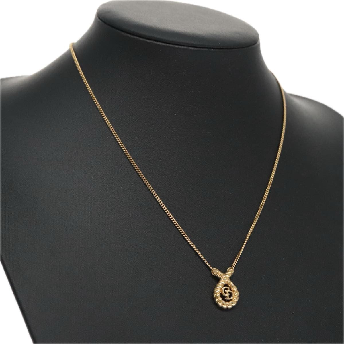 Christian Dior Vintage CD Pendant Necklace Metal, GOLD, METAL, Necklace