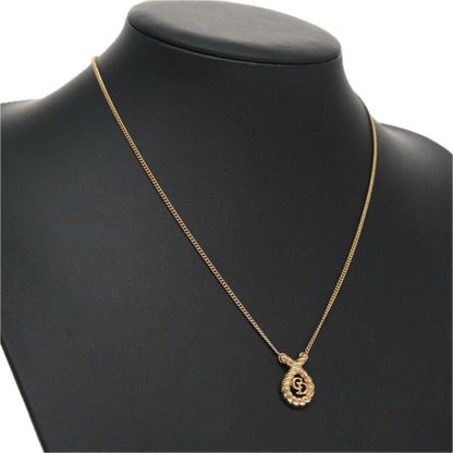 Christian Dior Vintage CD Pendant Necklace Metal, GOLD, METAL, Necklace