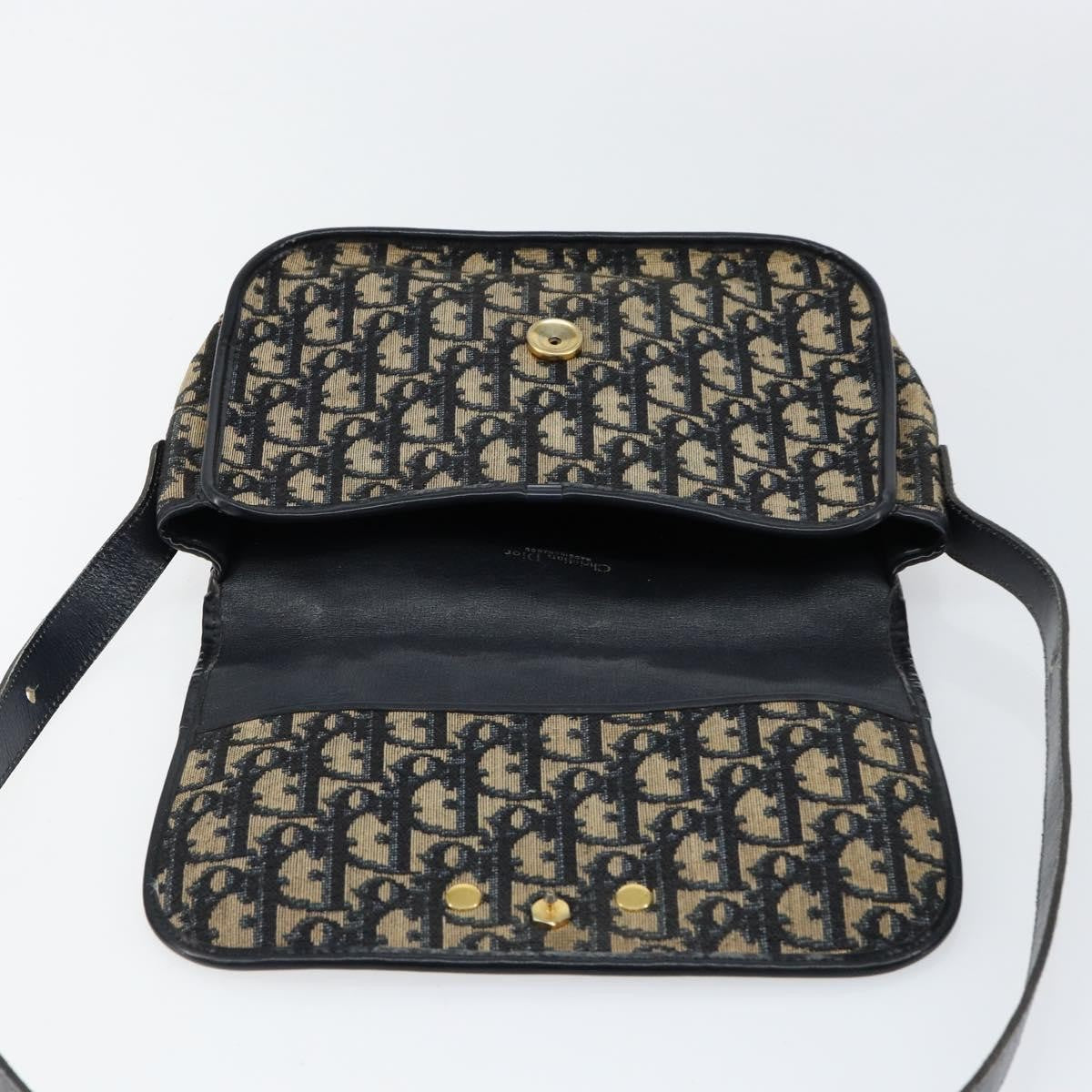 Christian Dior Vintage Trotter Shoulder Bag Canvas, NAVY, CANVAS, Shoulder bag