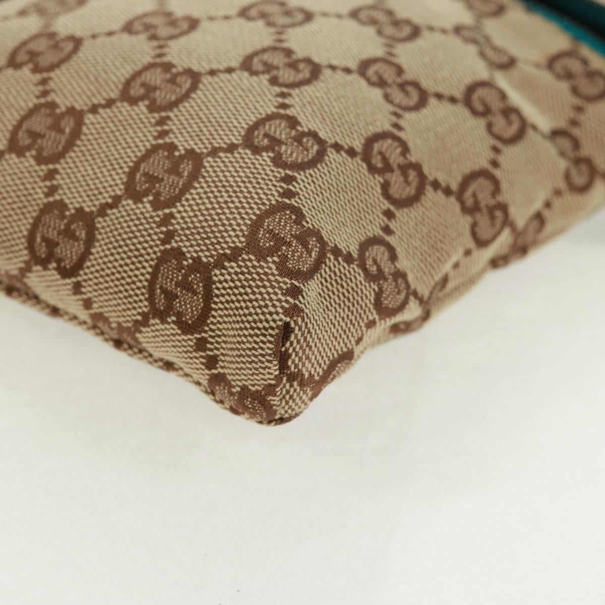 Gucci Vintage Double Belt Bag GG Canvas with Leather, Beige, Canvas, Shoulder Bag