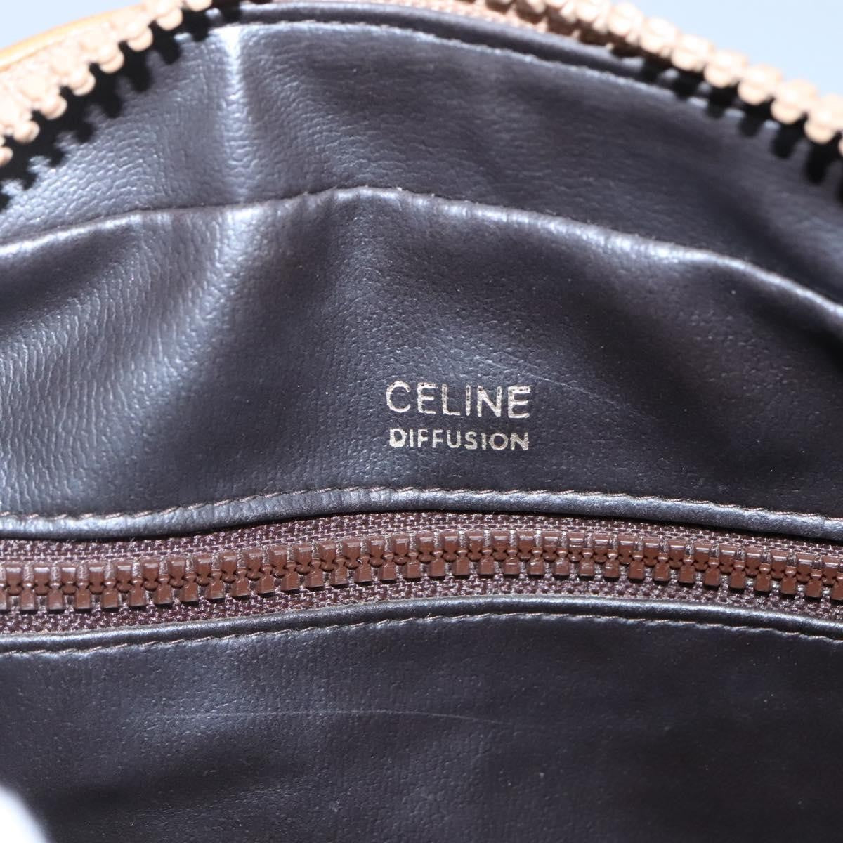 Celine Vintage Macadam Shoulder Bag Canvas and Leather, Beige, Canvas, Shoulder Bag