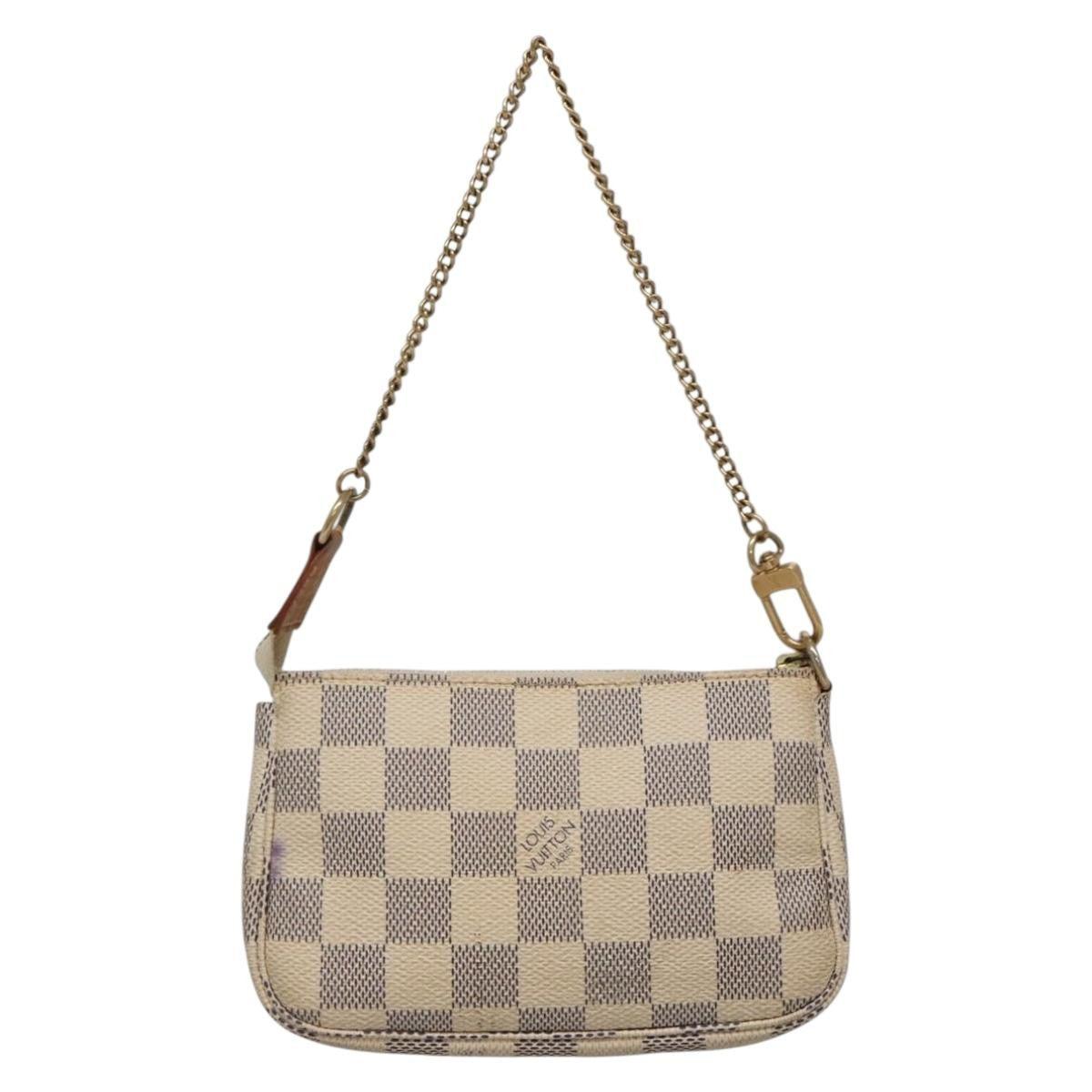 Louis Vuitton Pochette Accessoires Damier, WHITE, CANVAS, Clutche & pouche