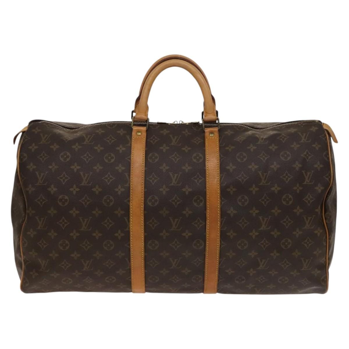 Louis Vuitton Keepall Bag Monogram Canvas, BROWN, CANVAS, Travel bag