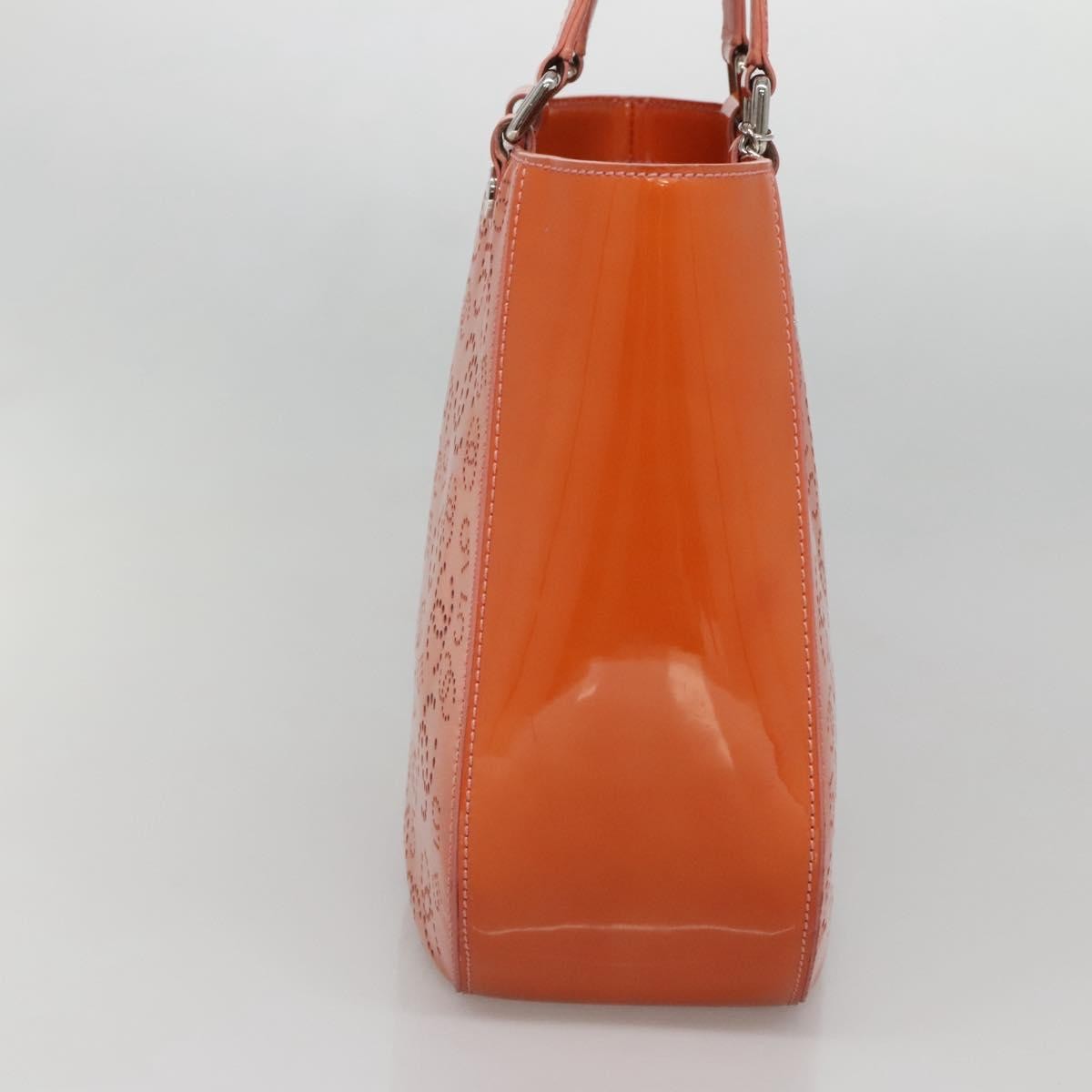 Chanel CC No.5 Shopping Tote Perforated Patent, Orange, Patent Leather, Tote Bag
