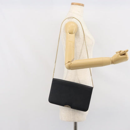 Christian Dior Vintage Chain Flap Shoulder Bag Leather, BLACK, LEATHER, Shoulder bag
