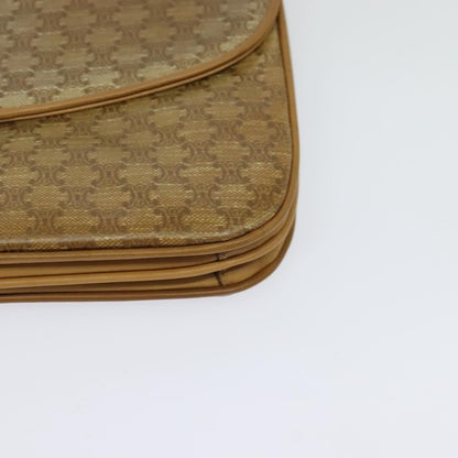 Celine Vintage Macadam Shoulder Bag Canvas and Leather, Beige, Canvas, Shoulder Bag
