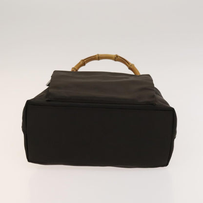 Gucci Vintage Bamboo Handle Bag Nylon, BROWN, NYLON, Handbag