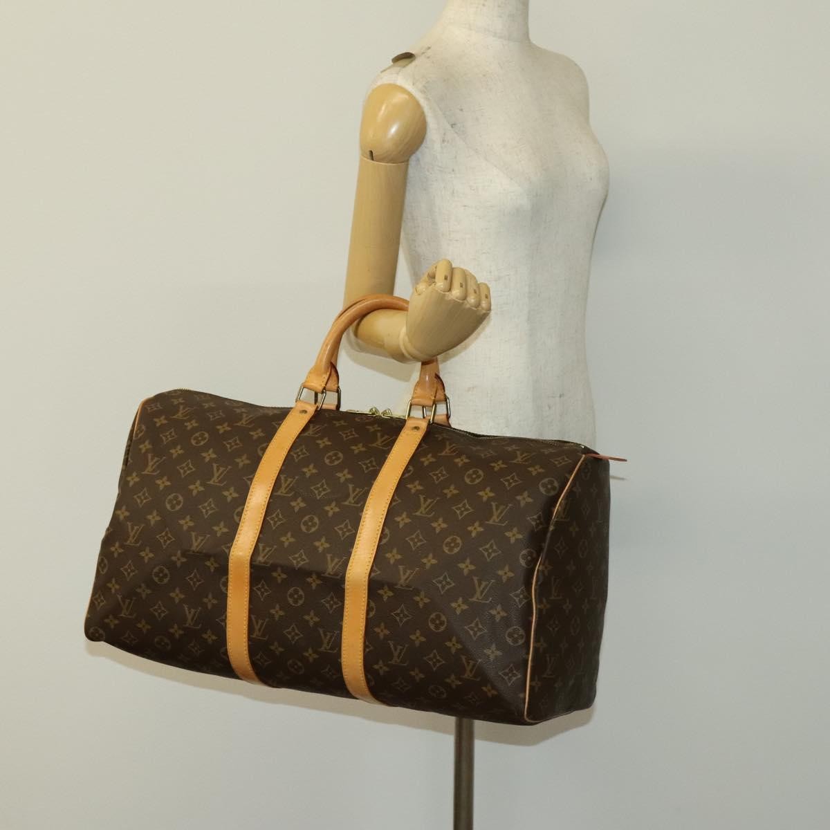 Louis Vuitton Keepall Bag Monogram Canvas, BROWN, CANVAS, Travel bag