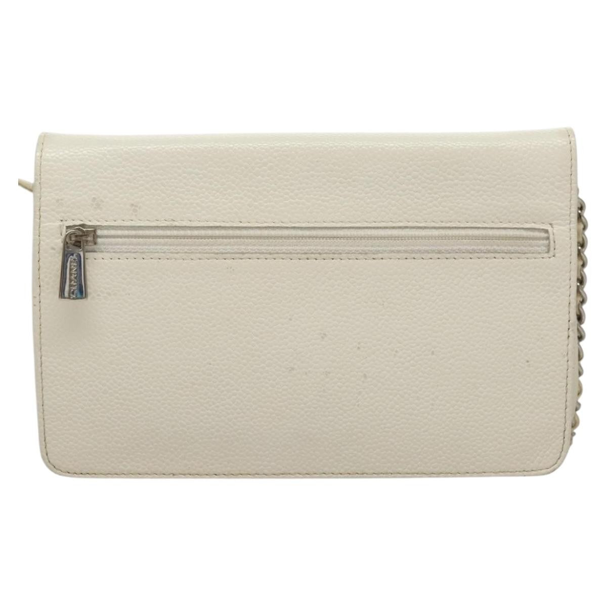 Chanel Vintage Timeless Wallet on Chain Caviar, WHITE, LEATHER, Clutche & pouche