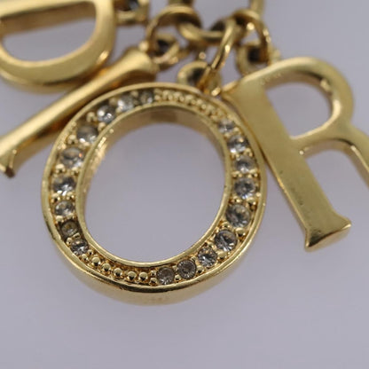 Christian Dior Logo Pendant Necklace Metal with Crystal, GOLD, METAL, Necklace