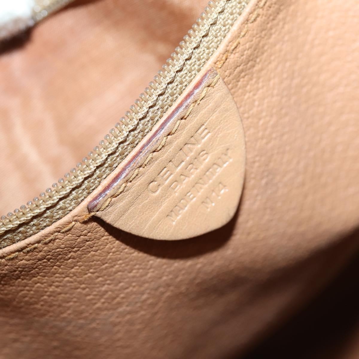 Celine Vintage Drawstring Flap Backpack Macadam Coated Canvas, BROWN, CANVAS, Backpack