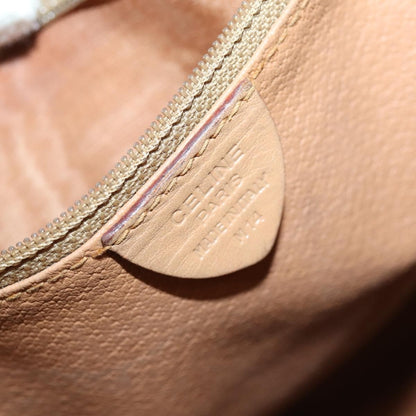 Celine Vintage Drawstring Flap Backpack Macadam Coated Canvas, BROWN, CANVAS, Backpack