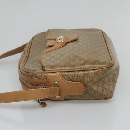 Celine Vintage Macadam Shoulder Bag Canvas and Leather, Beige, Canvas, Shoulder Bag