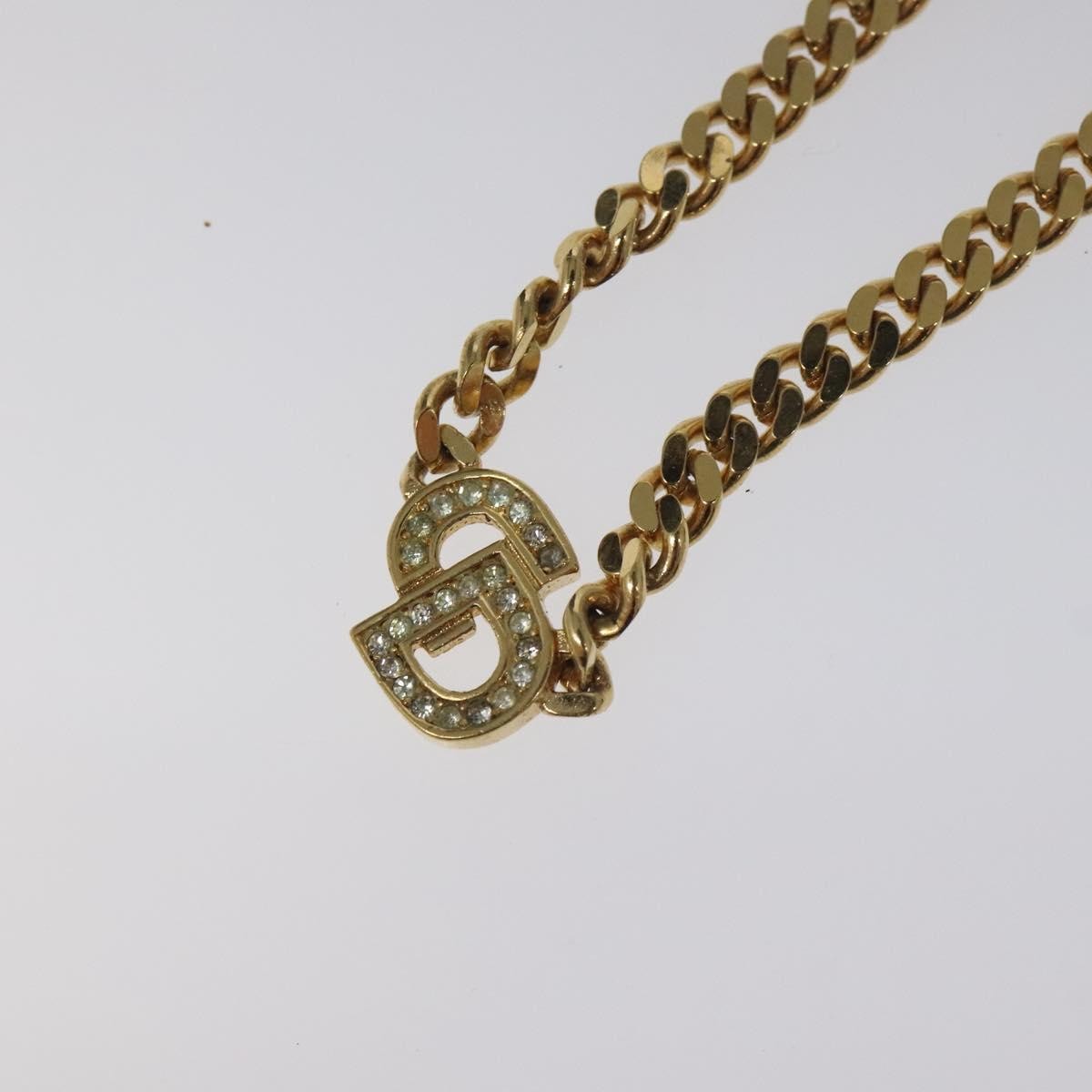 Christian Dior CD Pendant Necklace Metal and Crystals, GOLD, METAL, Necklace