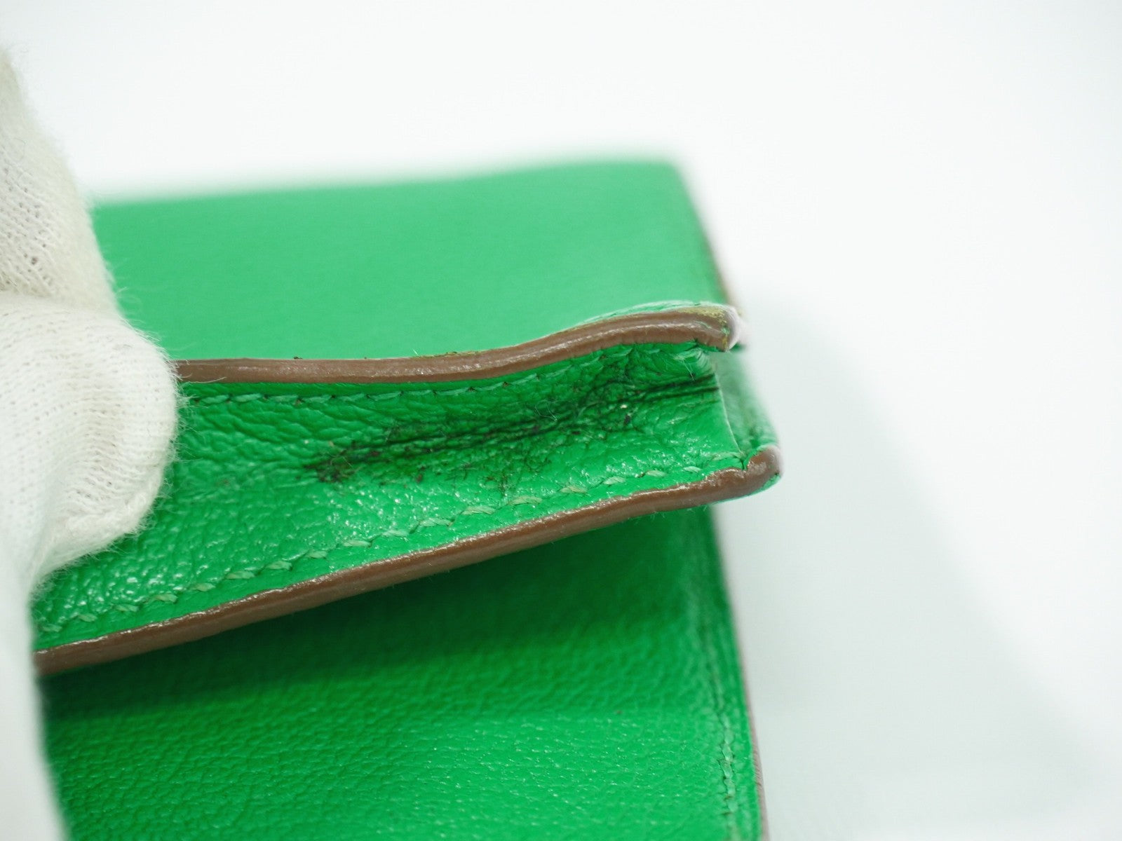 Hermes Bearn Wallet Chevre Mysore, GREEN, LEATHER, Wallets
