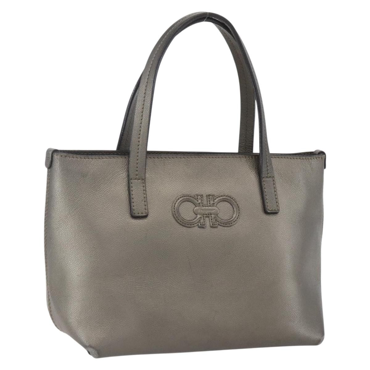 Salvatore Ferragamo Amabel Tote Leather, SILVER, LEATHER, Tote bag