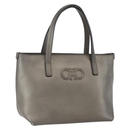 Salvatore Ferragamo Amabel Tote Leather, SILVER, LEATHER, Tote bag