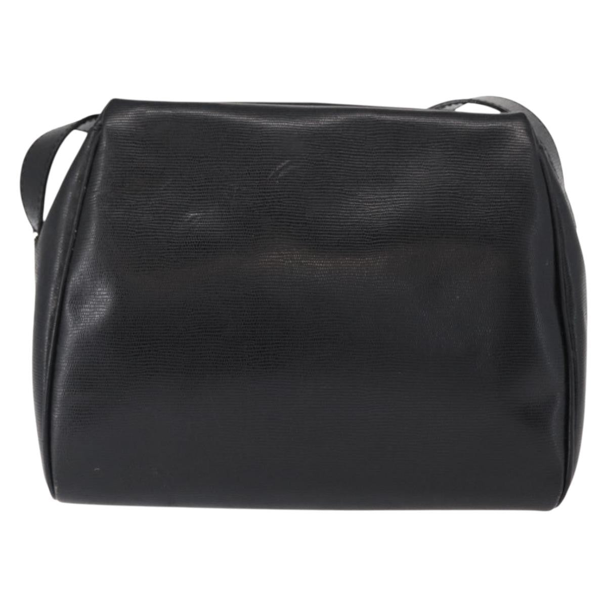 Celine Vintage Circle Logo Crossbody Bag Leather, BLACK, LEATHER, Shoulder bag
