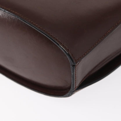 Celine Circle Logo Shoulder Bag Leather, BROWN, LEATHER, Shoulder bag