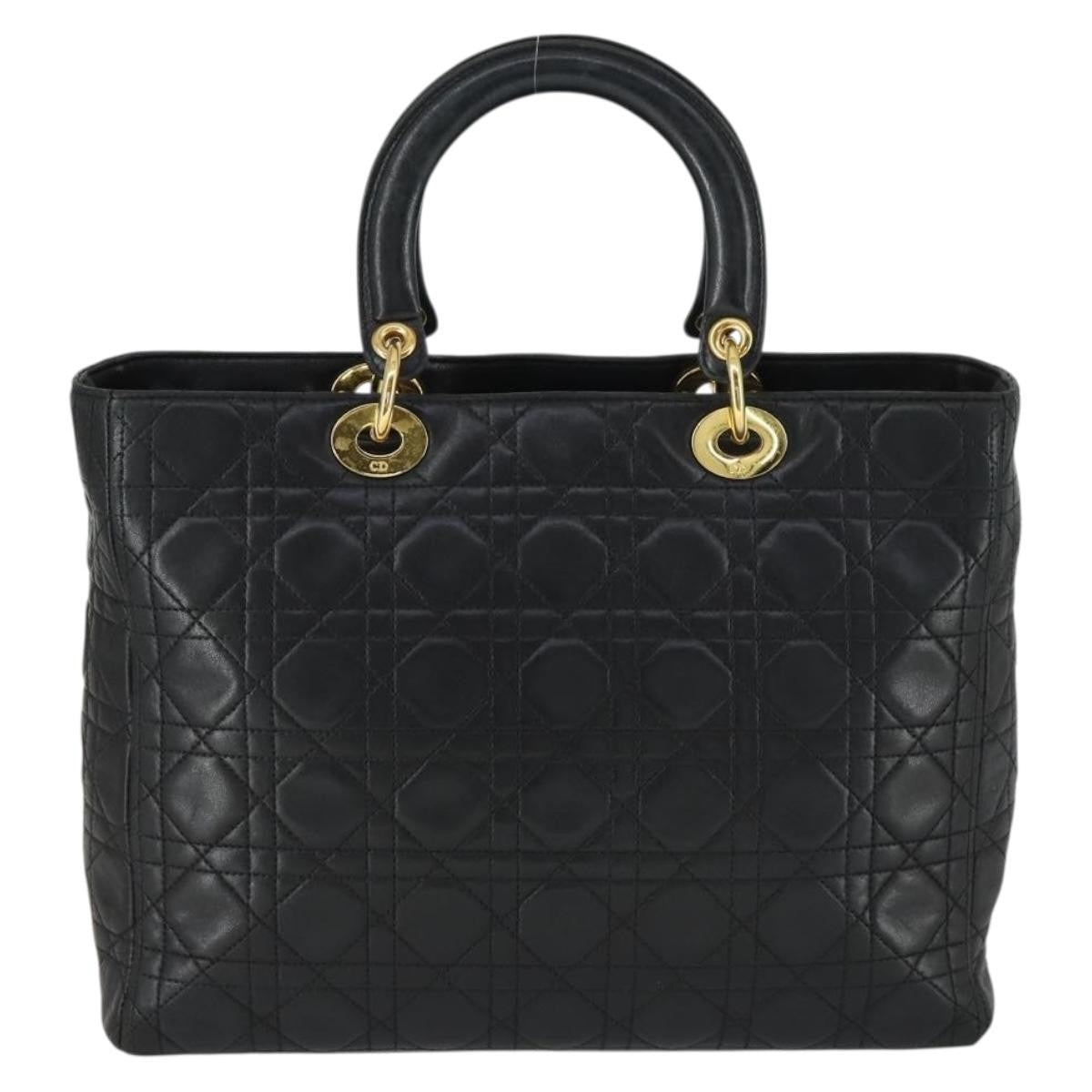 Christian Dior Vintage Lady Dior Bag Cannage Quilt Lambskin, BLACK, LEATHER, Handbag
