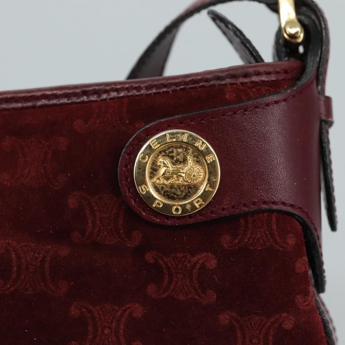 Celine Vintage Macadam Shoulder Bag Suede, RED, SUEDE, Shoulder bag