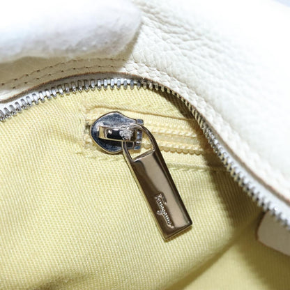 Salvatore Ferragamo Gancini Buckle Shoulder Bag Leather, WHITE, LEATHER, Handbag