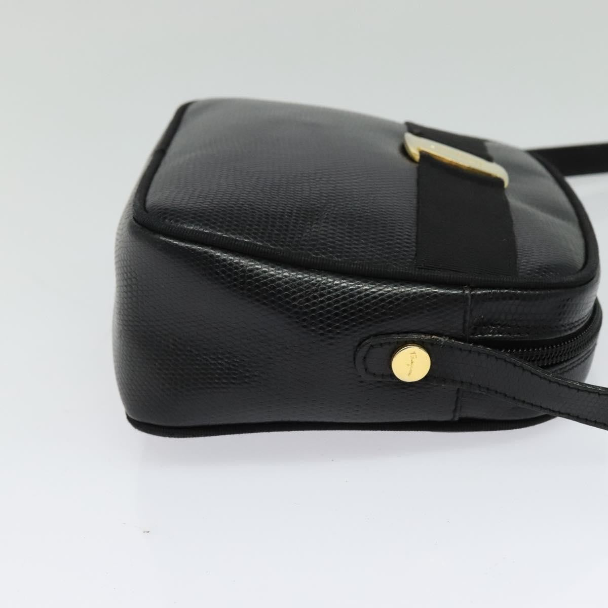 Salvatore Ferragamo Vala Shoulder Bag Leather, BLACK, LEATHER, Shoulder bag