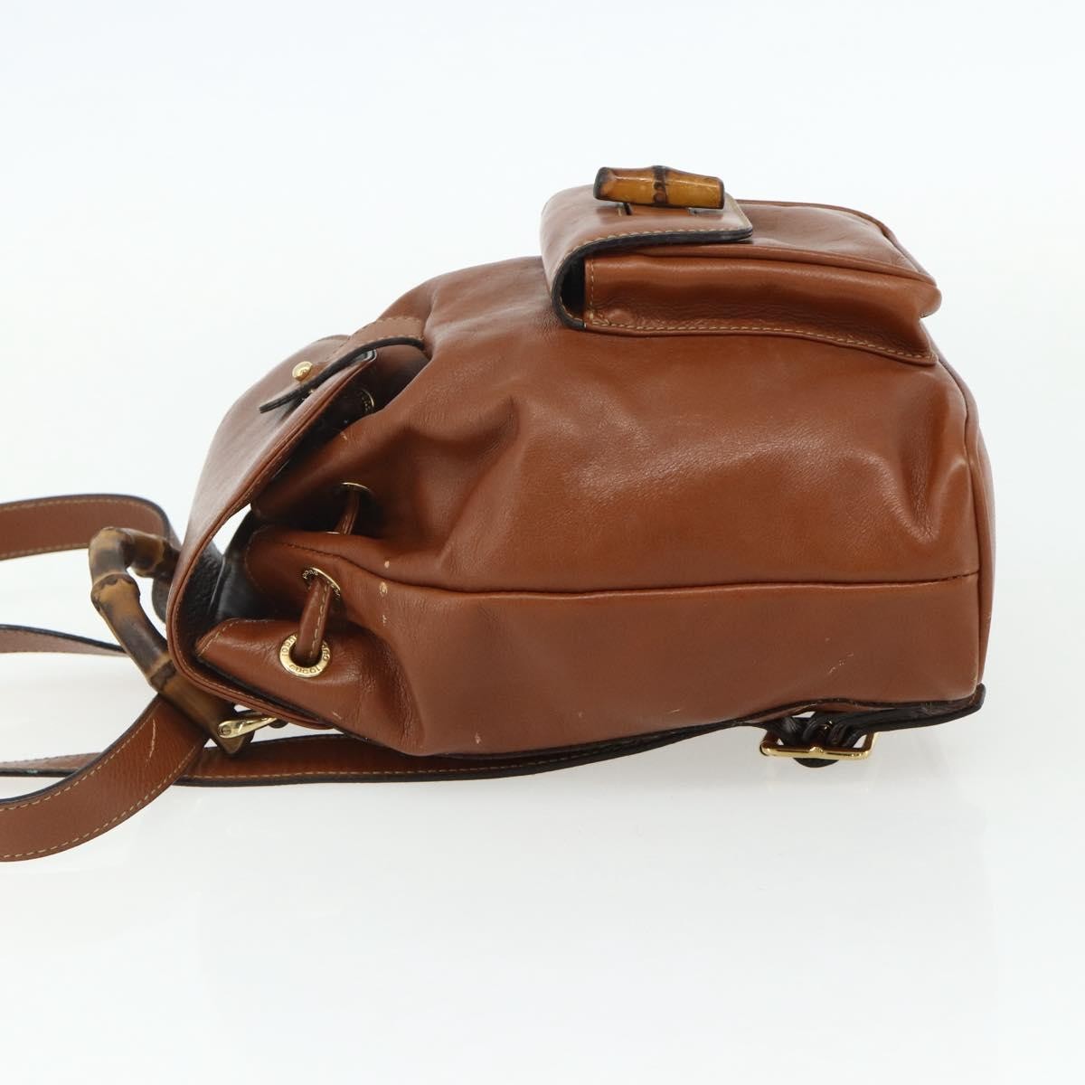 Gucci Vintage Bamboo Backpack Leather, Brown, Leather, Backpack