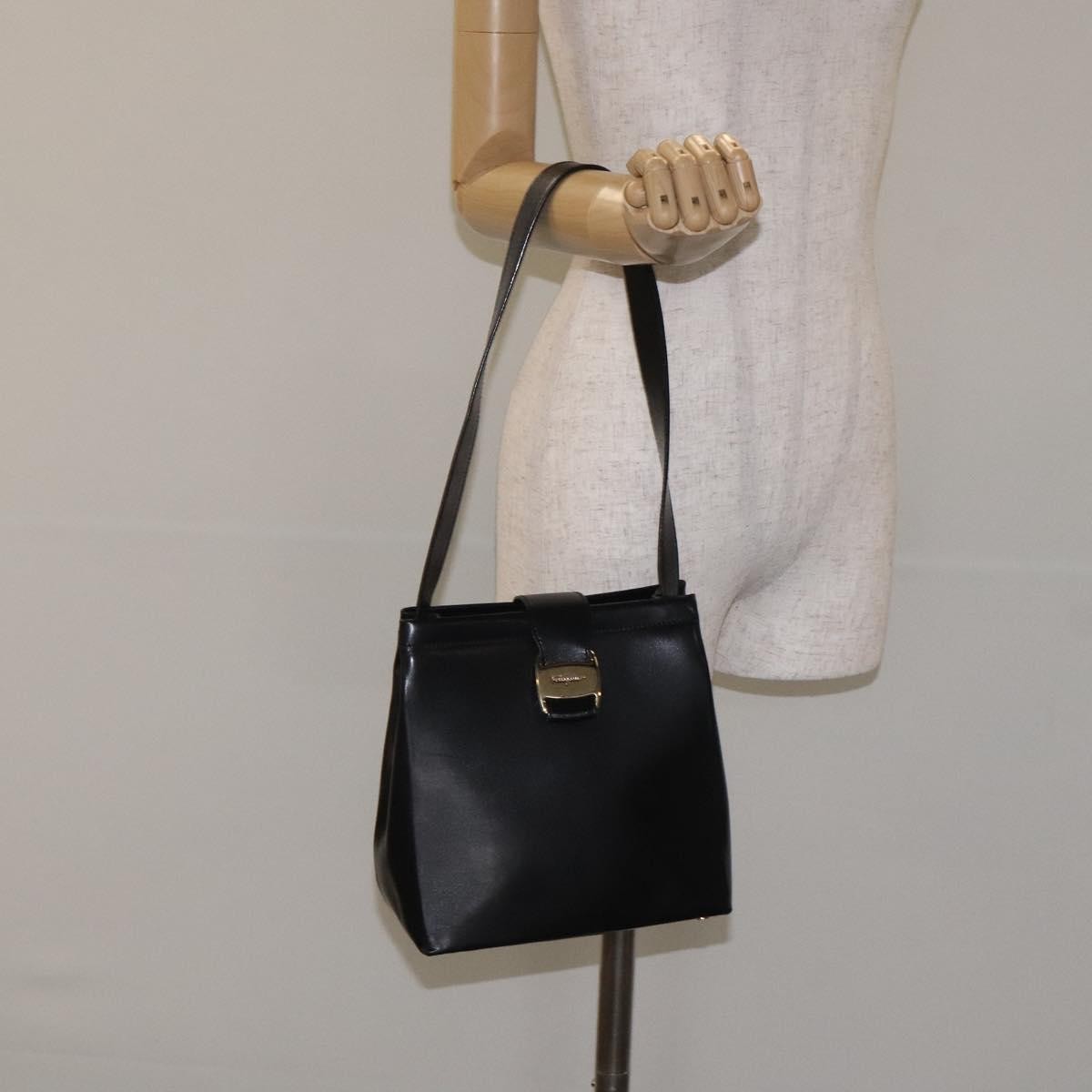 Salvatore Ferragamo Vala Shoulder Bag Leather, BLACK, LEATHER, Shoulder bag