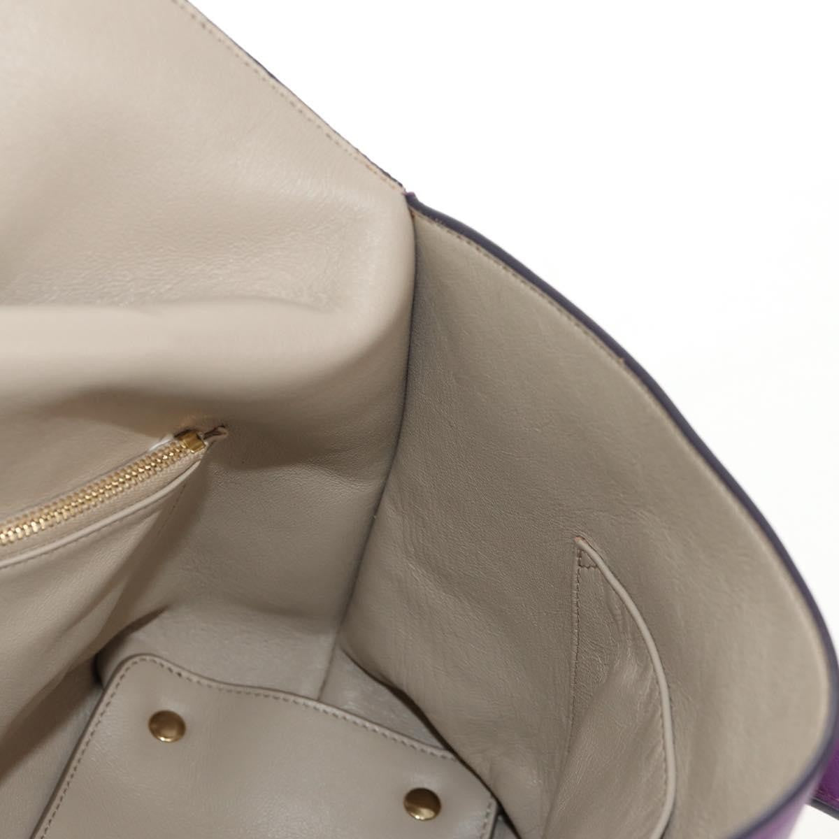 Salvatore Ferragamo Gancini Lock Flap Tote Leather, PURPLE, LEATHER, Handbag