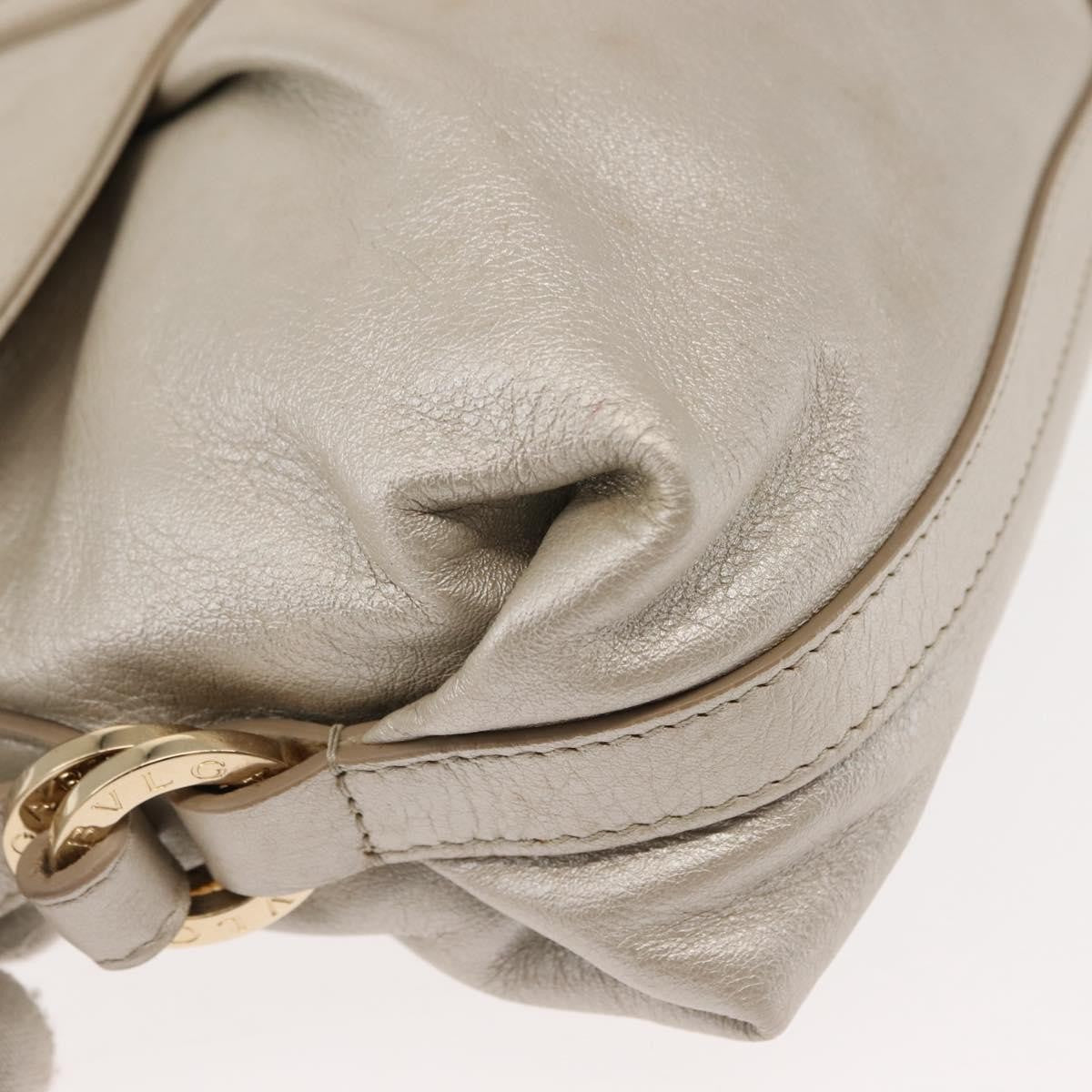 Bvlgari Chandra Flap Shoulder Bag Leather, Silver, Leather, Shoulder Bag