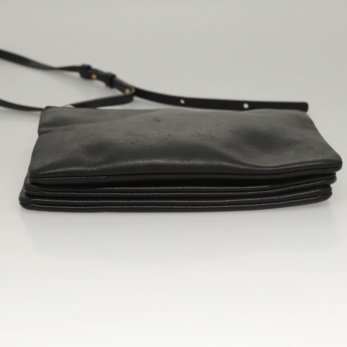 Celine Trio Crossbody Bag Leather, BLACK, LEATHER, Crossbody bag