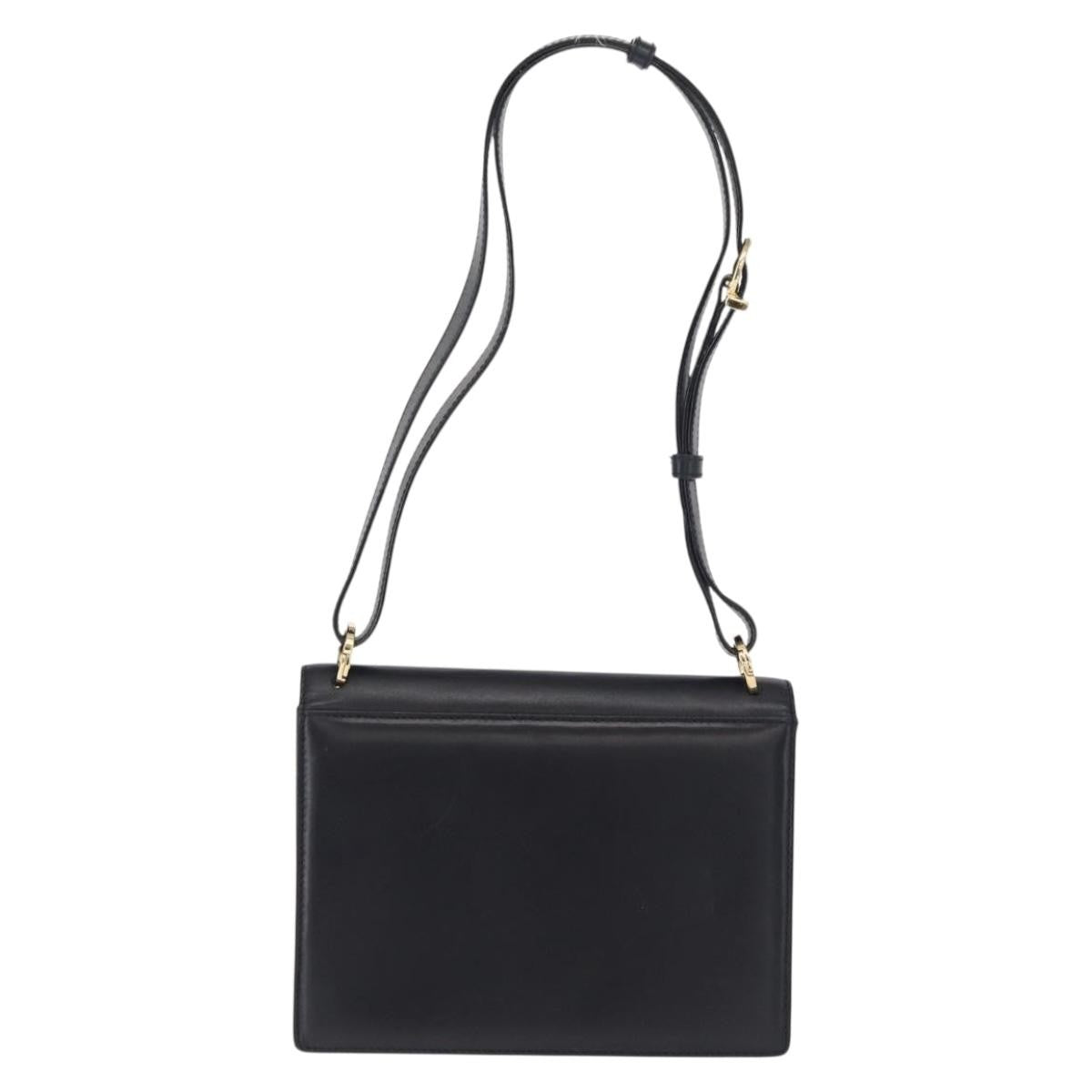 Salvatore Ferragamo Gancini Shoulder Bag Leather, NAVY, LEATHER, Shoulder bag