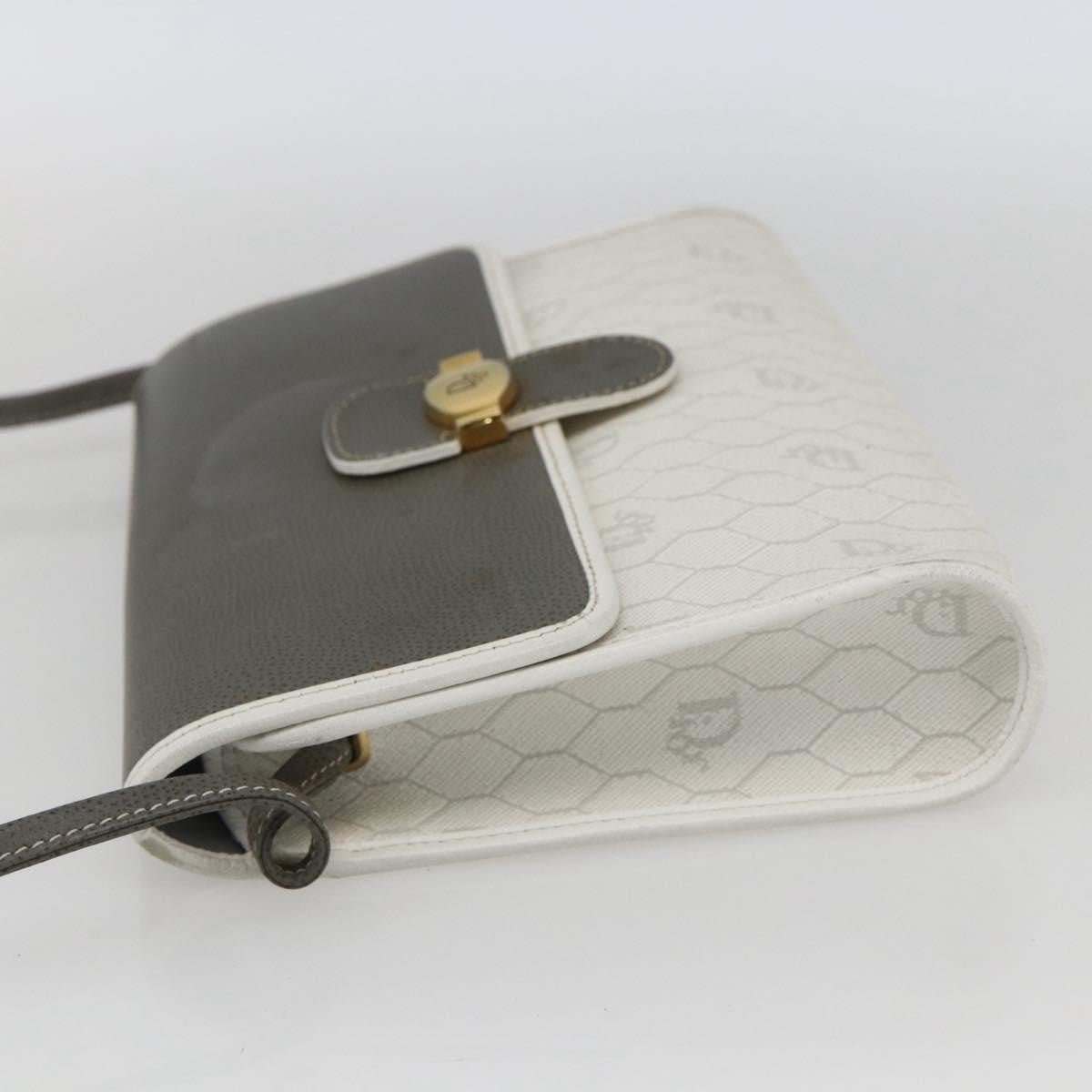 Christian Dior Vintage Honeycomb Shoulder Bag Canvas and Leather, WHITE, CANVAS, Shoulder bag