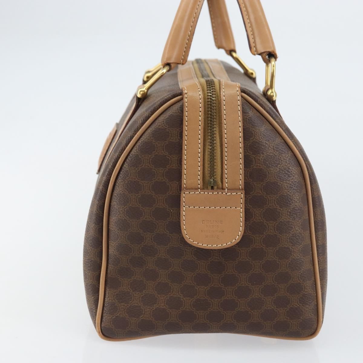 Celine Vintage Macadam Boston bag Canvas, BROWN, CANVAS, Travel bag